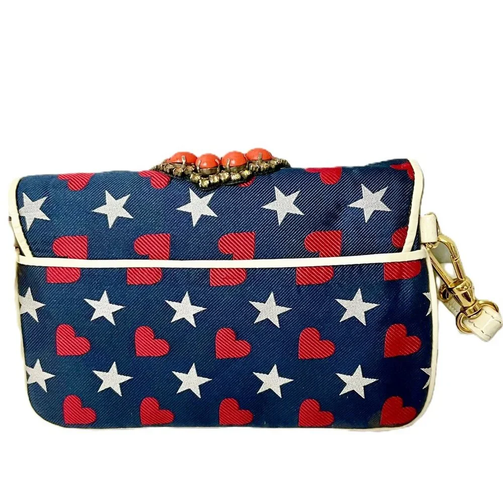 Christian Lacroix Mini Crossbody Bag Wallet Jeweled Hearts Stars Vintage Italy - Picture 7 of 10